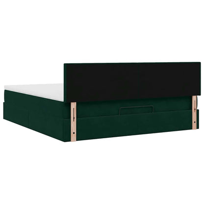 vidaXL Lit ottoman avec matelas vert foncé 160x200 cm Velours
