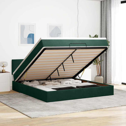 vidaXL Lit ottoman avec matelas vert foncé 160x200 cm Velours
