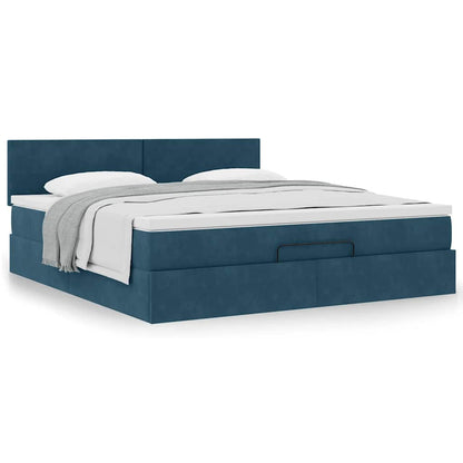 vidaXL Ottoman-Bett mit Matratze Dunkelblau 160x200 cm Samt