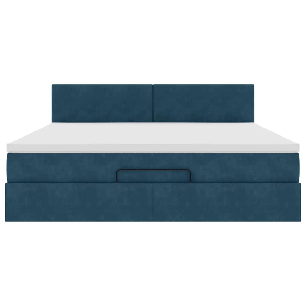 vidaXL Ottoman-Bett mit Matratze Dunkelblau 160x200 cm Samt