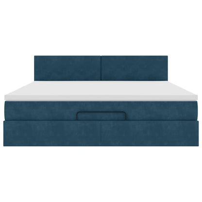 vidaXL Ottoman-Bett mit Matratze Dunkelblau 160x200 cm Samt