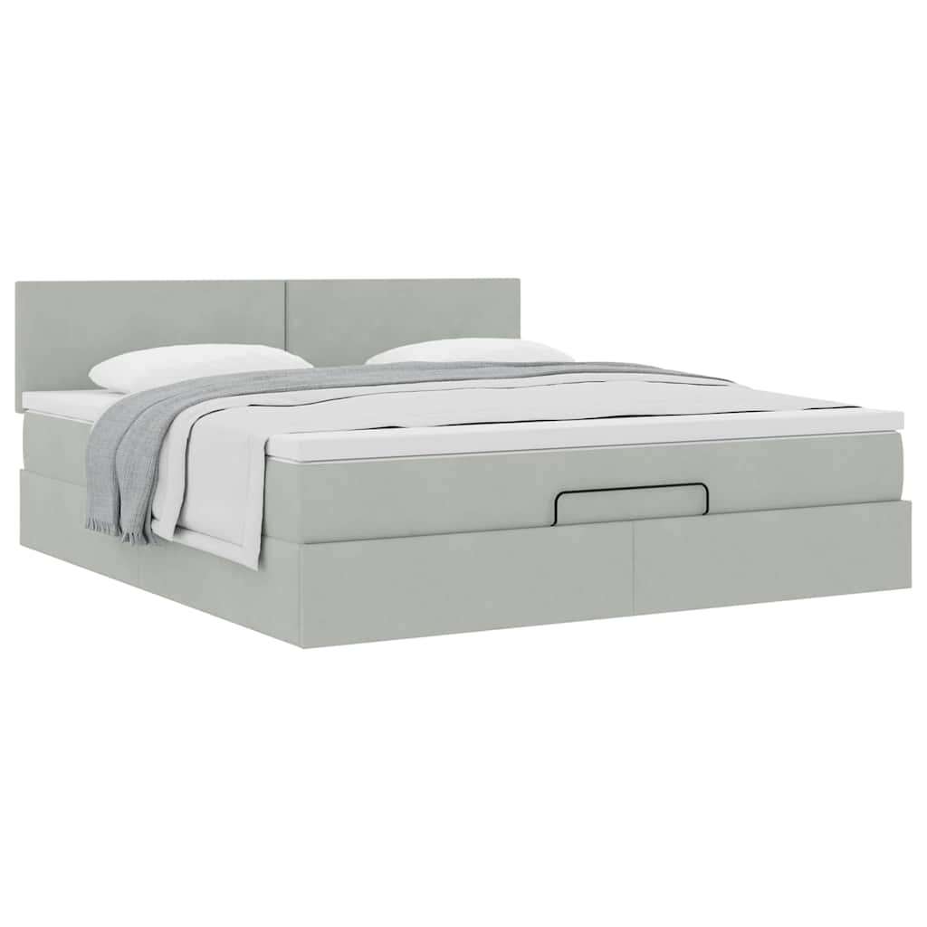 vidaXL Ottoman-Bett mit Matratze Hellgrau 180x200 cm Samt