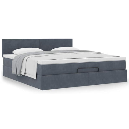 vidaXL Ottoman-Bett mit Matratze Dunkelgrau 180x200 cm Samt