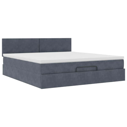 vidaXL Ottoman-Bett mit Matratze Dunkelgrau 180x200 cm Samt