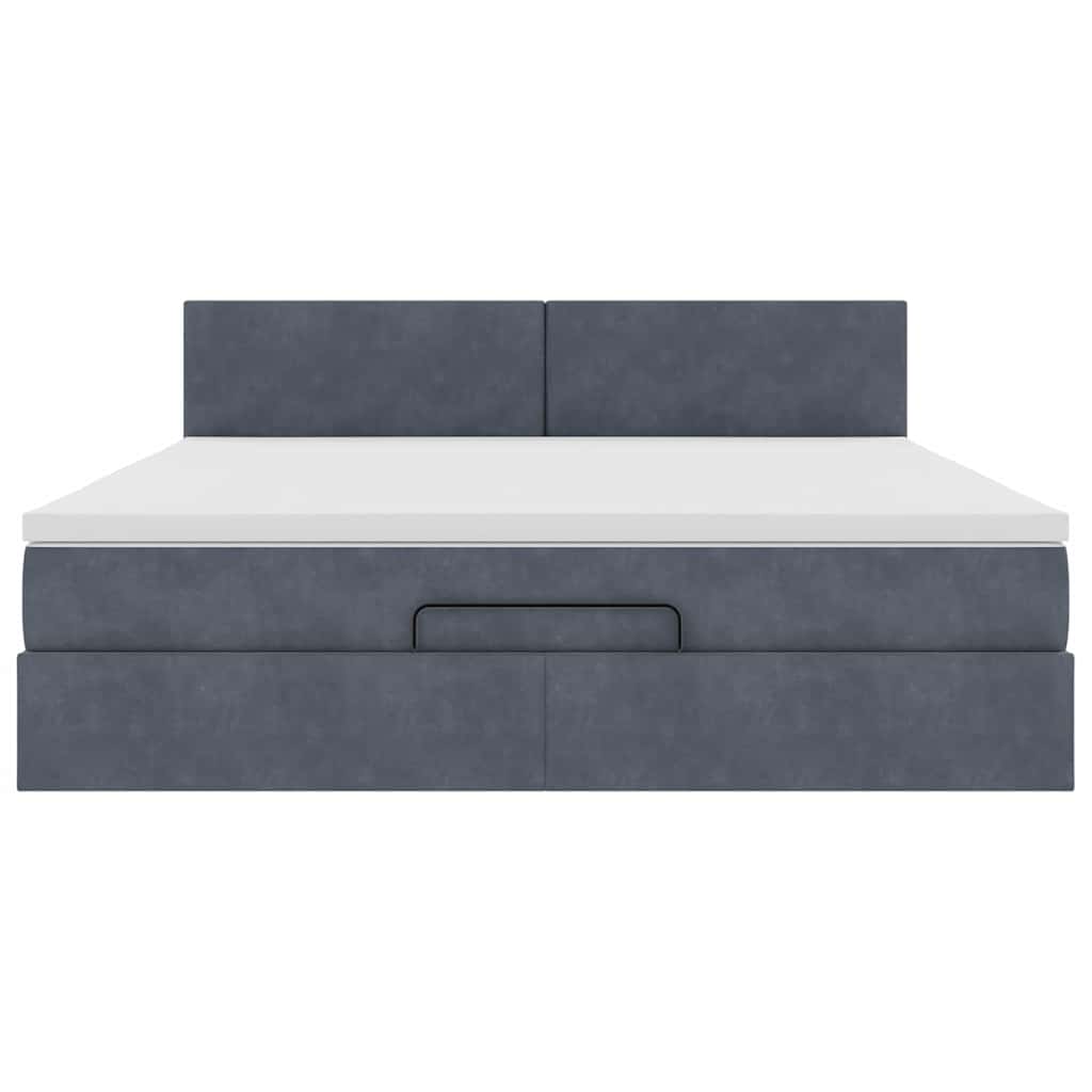 vidaXL Ottoman-Bett mit Matratze Dunkelgrau 180x200 cm Samt