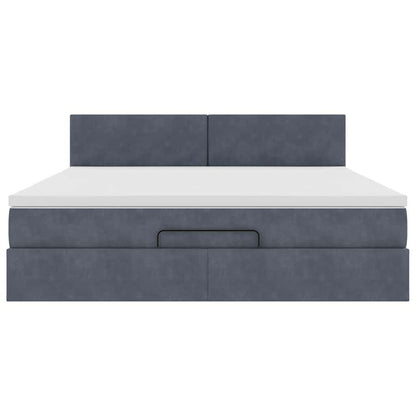 vidaXL Ottoman-Bett mit Matratze Dunkelgrau 180x200 cm Samt