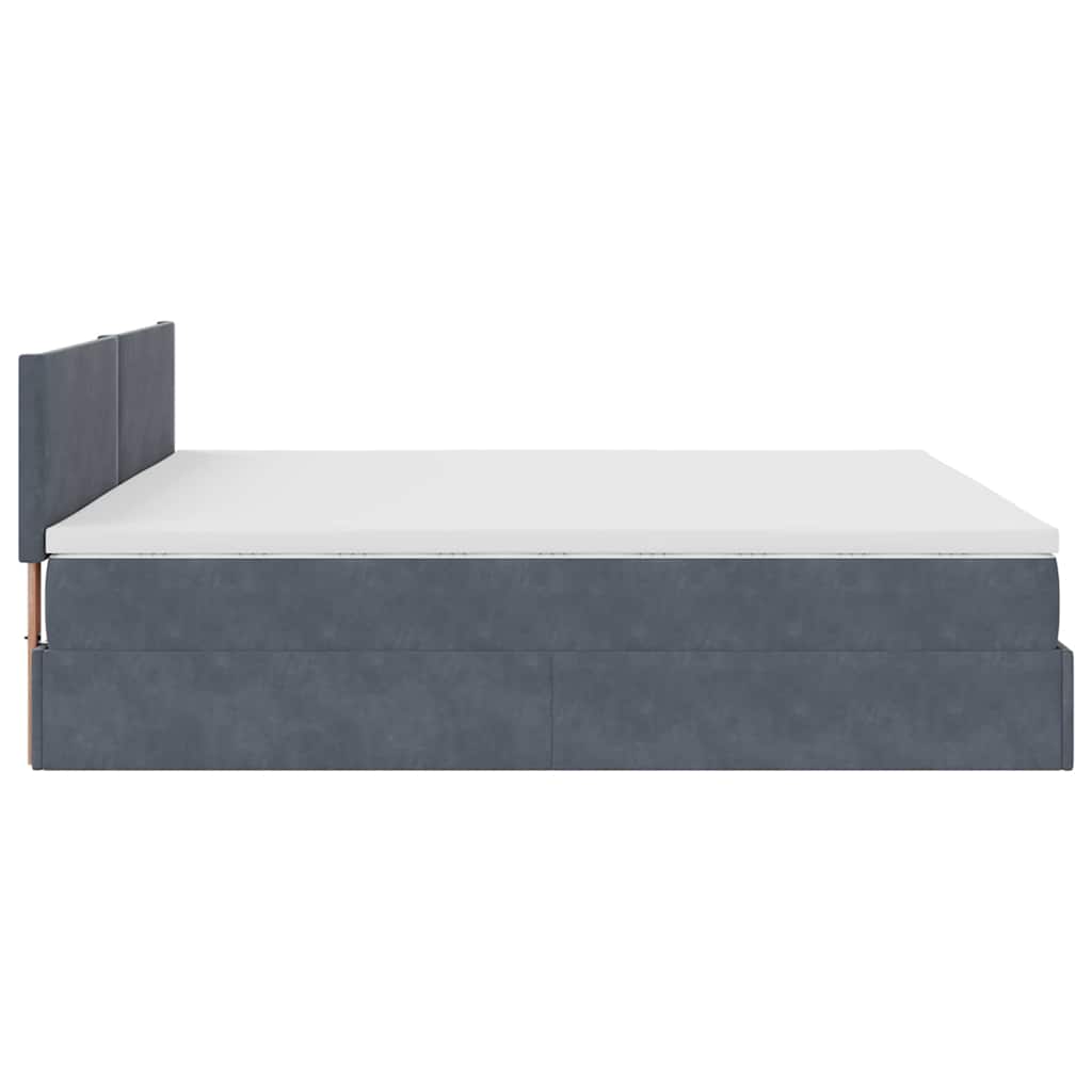 vidaXL Ottoman-Bett mit Matratze Dunkelgrau 180x200 cm Samt