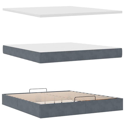 vidaXL Ottoman-Bett mit Matratze Dunkelgrau 180x200 cm Samt