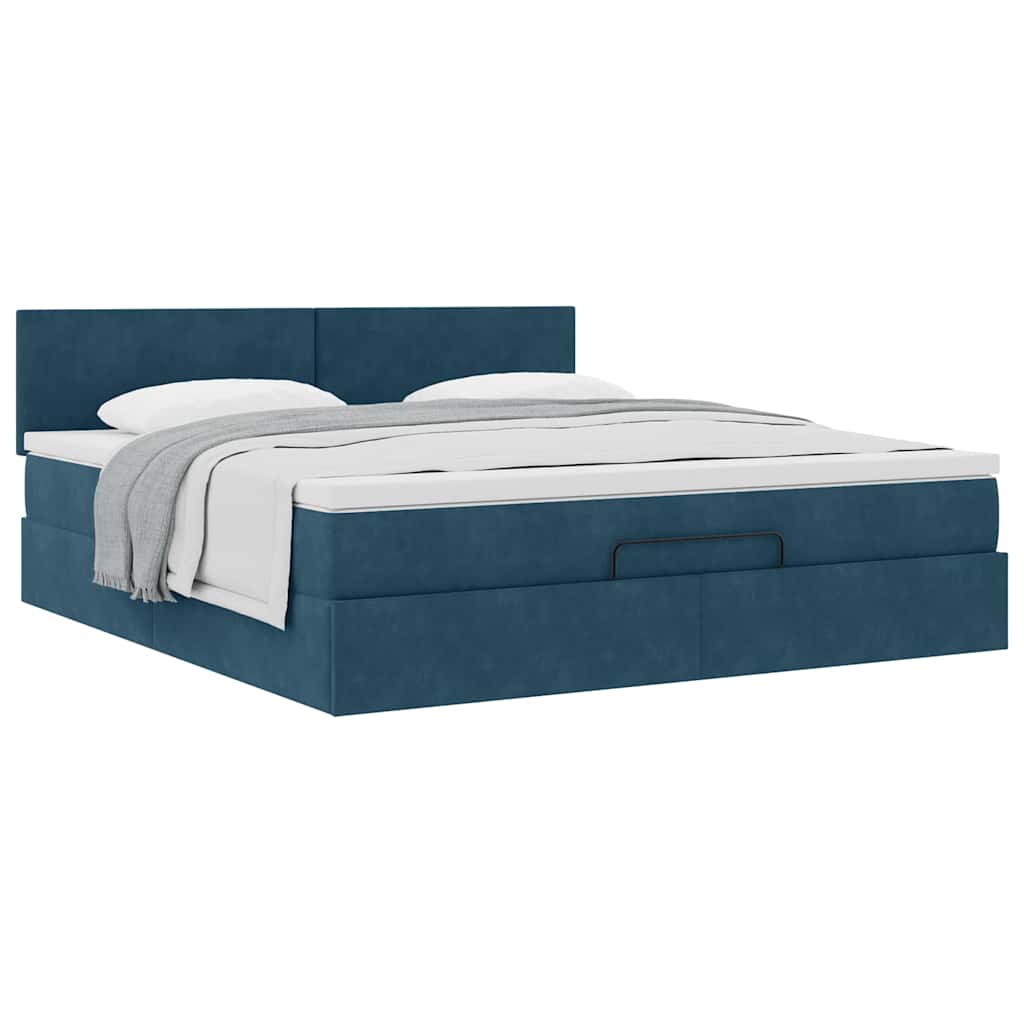 vidaXL Ottoman-Bett mit Matratze Dunkelblau 180x200 cm Samt