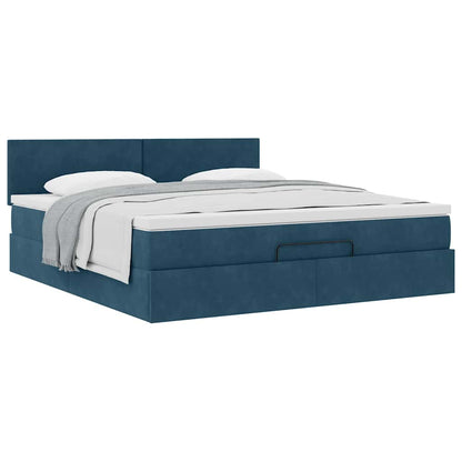vidaXL Ottoman-Bett mit Matratze Dunkelblau 180x200 cm Samt