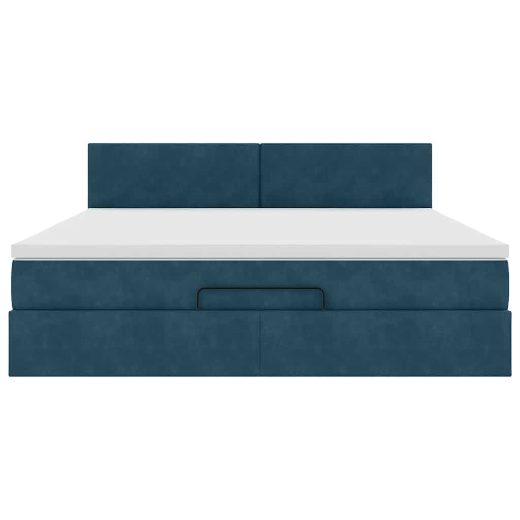 vidaXL Ottoman-Bett mit Matratze Dunkelblau 180x200 cm Samt