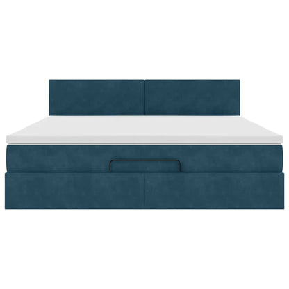 vidaXL Ottoman-Bett mit Matratze Dunkelblau 180x200 cm Samt