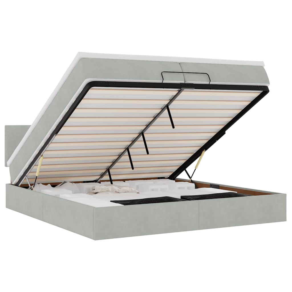 Ottoman-Bett mit Matratze Hellgrau 200x200 cm Samt