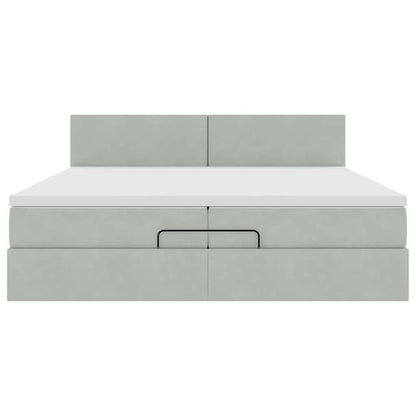 Ottoman-Bett mit Matratze Hellgrau 200x200 cm Samt