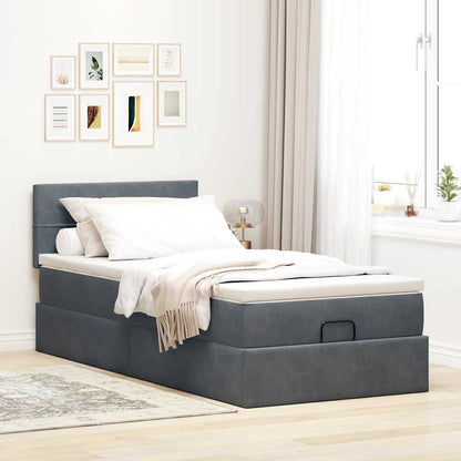 vidaXL Ottoman-Bett mit Matratze Dunkelgrau 80x200 cm Samt