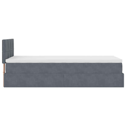 vidaXL Ottoman-Bett mit Matratze Dunkelgrau 80x200 cm Samt