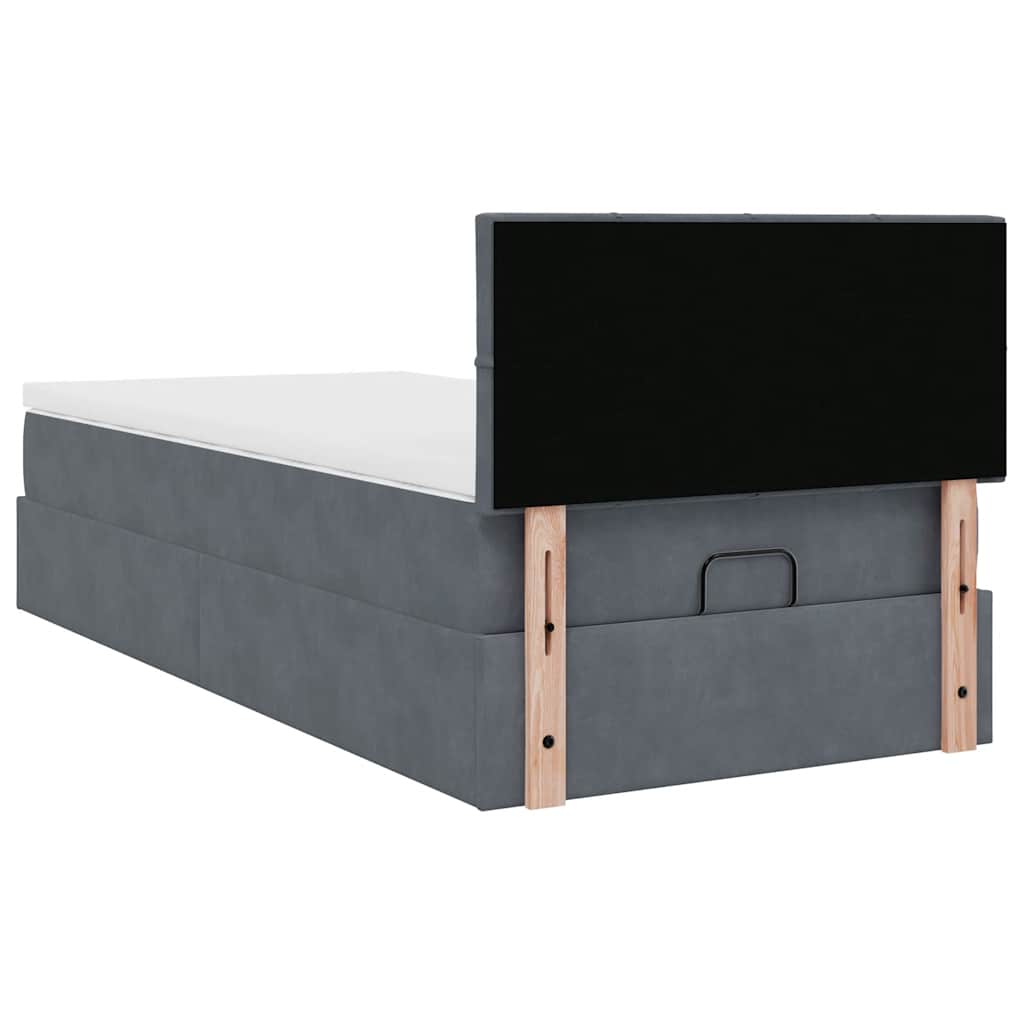 vidaXL Ottoman-Bett mit Matratze Dunkelgrau 80x200 cm Samt