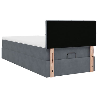 vidaXL Ottoman-Bett mit Matratze Dunkelgrau 80x200 cm Samt