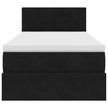 Ottoman-Bett mit Matratze Schwarz 80x200 cm Samt