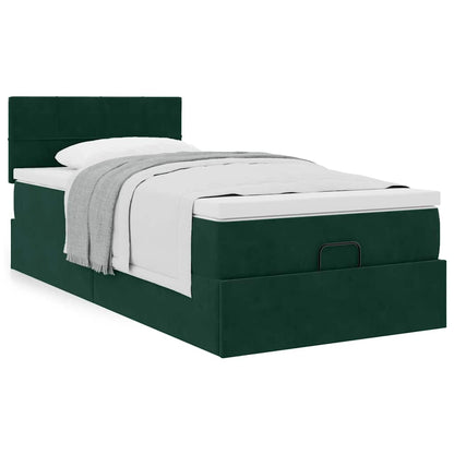 vidaXL Lit ottoman avec matelas Velours Vert foncé 80x200 cm
