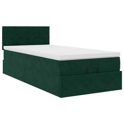 vidaXL Lit ottoman avec matelas Velours Vert foncé 80x200 cm