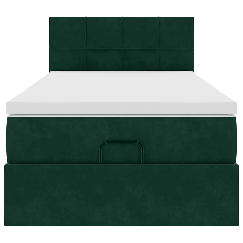 vidaXL Lit ottoman avec matelas Velours Vert foncé 80x200 cm