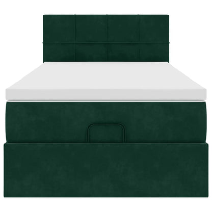 vidaXL Lit ottoman avec matelas Velours Vert foncé 80x200 cm