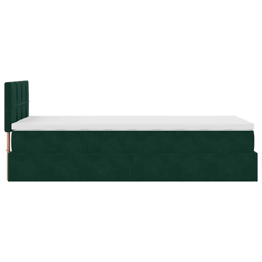 vidaXL Lit ottoman avec matelas Velours Vert foncé 80x200 cm