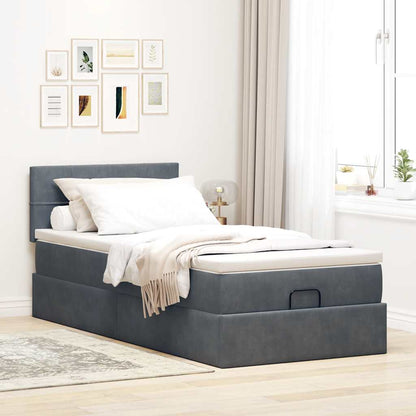 vidaXL Ottoman-Bett mit Matratze Dunkelgrau 90x190 cm Samt