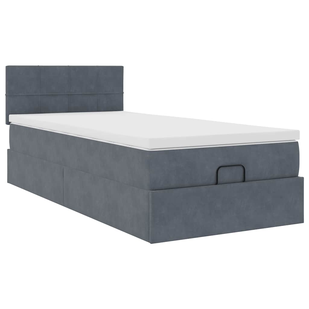 vidaXL Ottoman-Bett mit Matratze Dunkelgrau 90x190 cm Samt