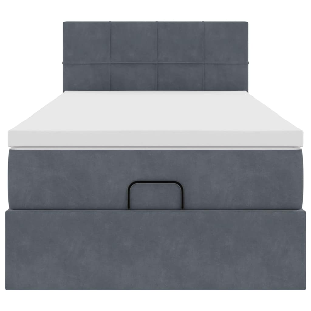 vidaXL Ottoman-Bett mit Matratze Dunkelgrau 90x190 cm Samt