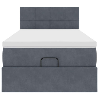 vidaXL Ottoman-Bett mit Matratze Dunkelgrau 90x190 cm Samt