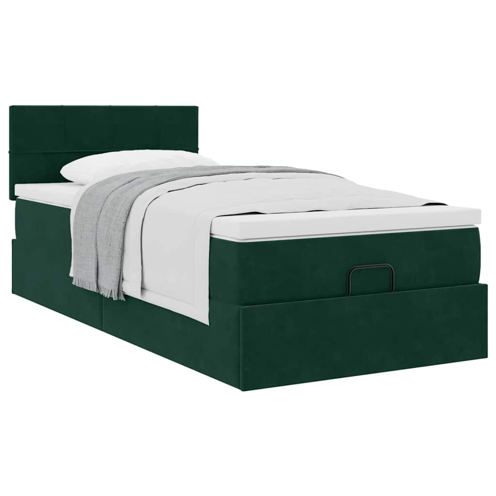 vidaXL Lit-coffre avec matelas Vert foncé 90x190 cm Velours