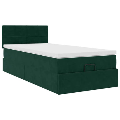 vidaXL Lit-coffre avec matelas Vert foncé 90x190 cm Velours