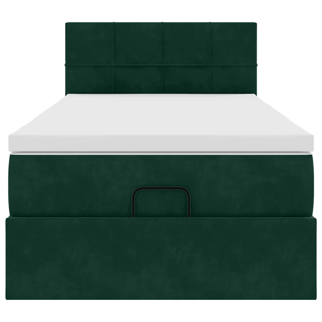 vidaXL Lit-coffre avec matelas Vert foncé 90x190 cm Velours
