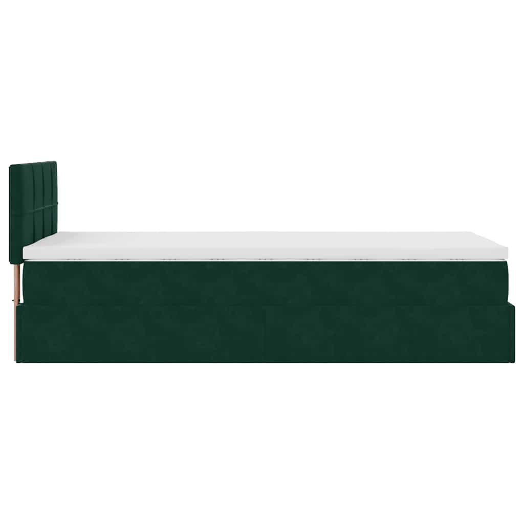vidaXL Lit-coffre avec matelas Vert foncé 90x190 cm Velours