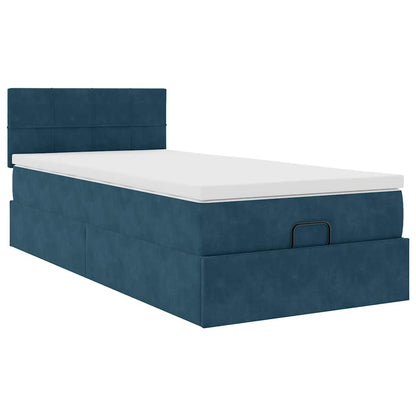 vidaXL Ottoman-Bett mit Matratze Dunkelblau 90x190 cm Samt