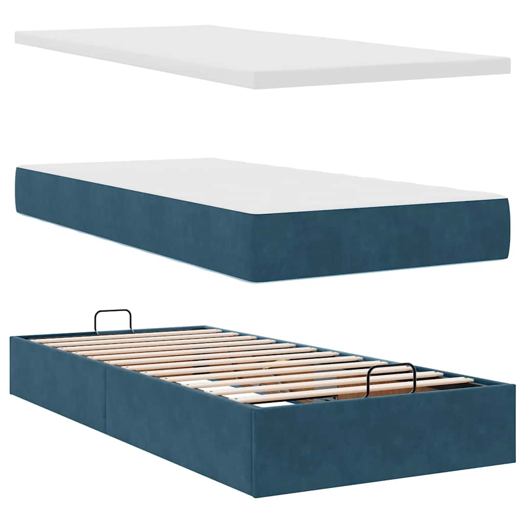 vidaXL Ottoman-Bett mit Matratze Dunkelblau 90x190 cm Samt