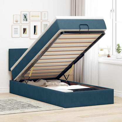 vidaXL Ottoman-Bett mit Matratze Dunkelblau 90x190 cm Samt