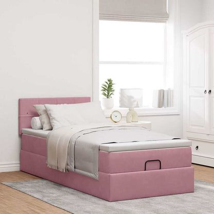 vidaXL Lit coffre avec matelas velours rose 90x190 cm