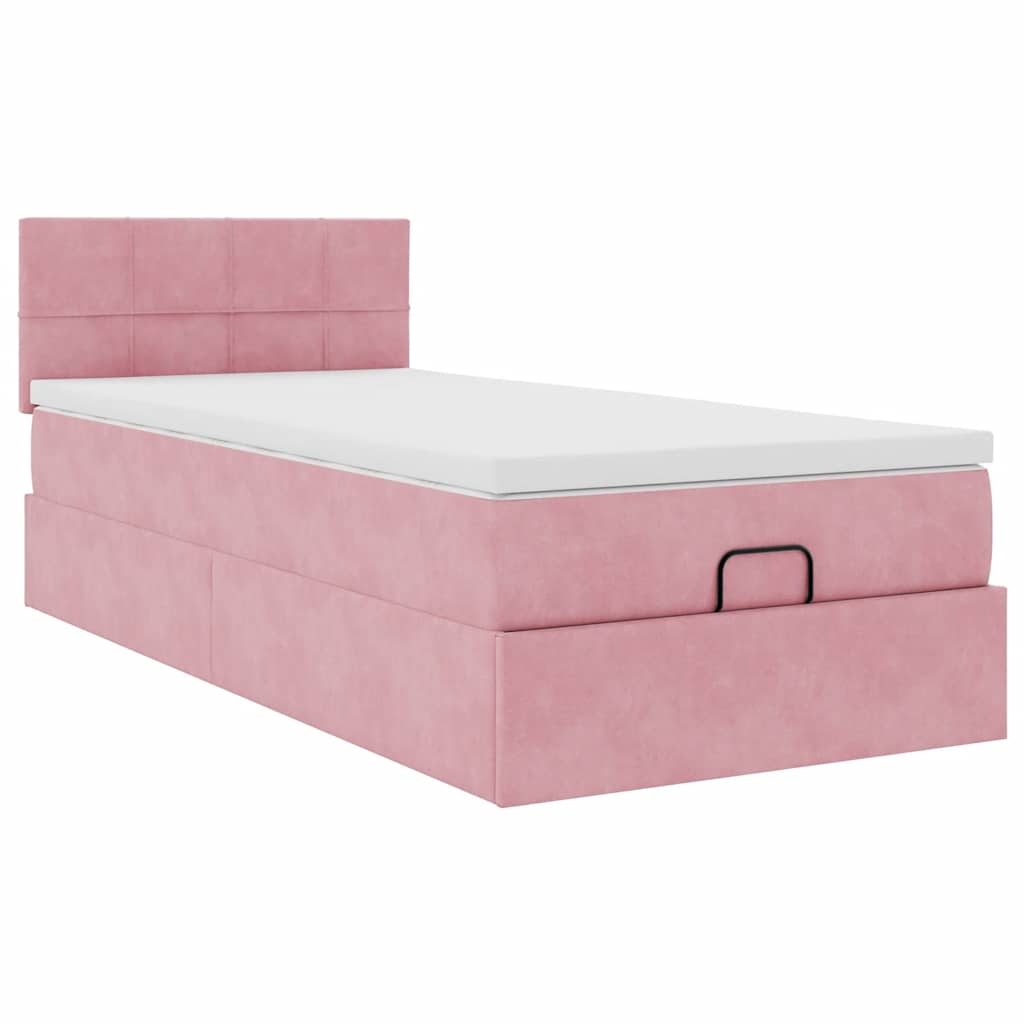 vidaXL Lit coffre avec matelas velours rose 90x190 cm