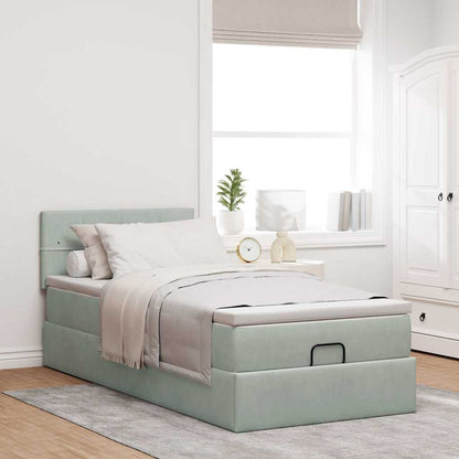 vidaXL Ottoman-Bett mit Matratze Hellgrau 90x200 cm Samt