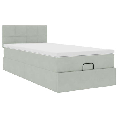 vidaXL Ottoman-Bett mit Matratze Hellgrau 90x200 cm Samt