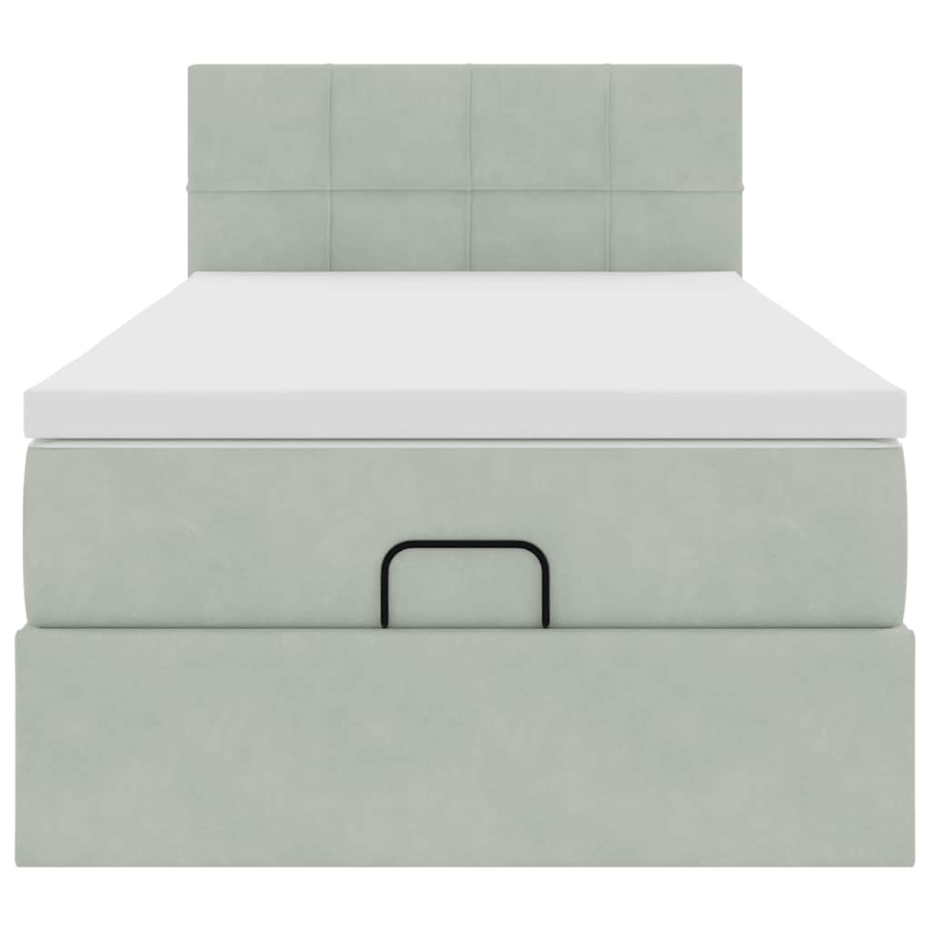 vidaXL Ottoman-Bett mit Matratze Hellgrau 90x200 cm Samt
