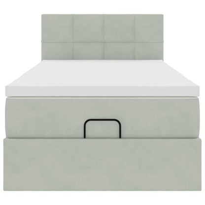 vidaXL Ottoman-Bett mit Matratze Hellgrau 90x200 cm Samt