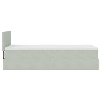 vidaXL Ottoman-Bett mit Matratze Hellgrau 90x200 cm Samt