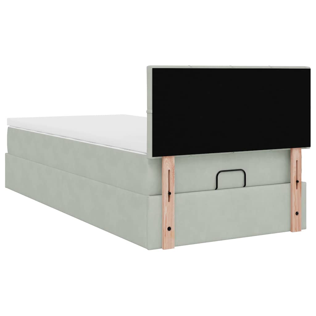 vidaXL Ottoman-Bett mit Matratze Hellgrau 90x200 cm Samt