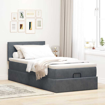 vidaXL Ottoman-Bett mit Matratze Dunkelgrau 90x200 cm Samt