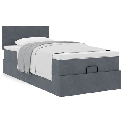 vidaXL Ottoman-Bett mit Matratze Dunkelgrau 90x200 cm Samt