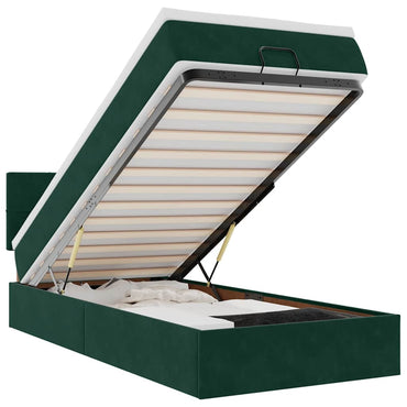 vidaXL Lit-coffre avec matelas Vert foncé 90x200 cm Velours